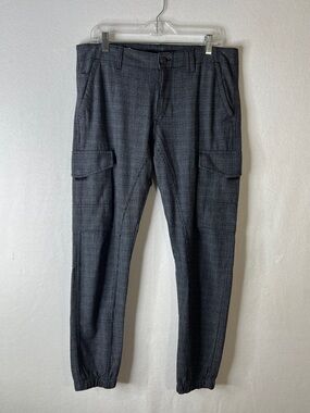 Jack & Jones Men's Blue & Grey Plaid Cargo Jogger Style Pants Size 32 x 32